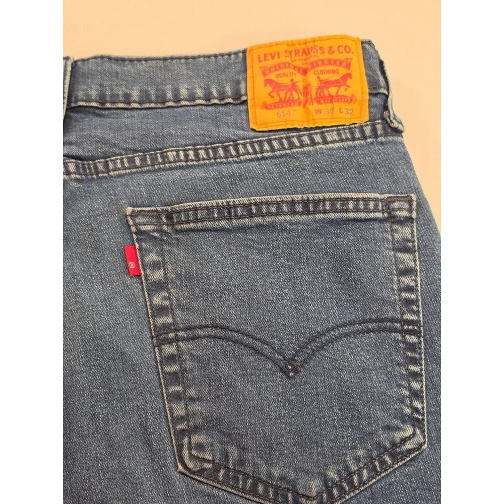 Levis 514 Straight Fit Mens Blue Denim Jeans 36x32 Medium Wash 00514-0809
